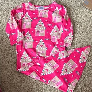 Cozy Pink Gingerbread House Kids Nightgown